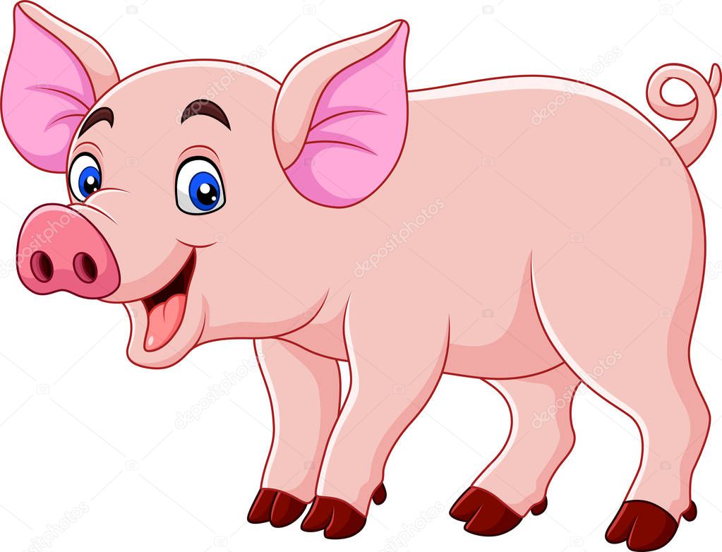 Vector illustration of Smiling pig cartoon