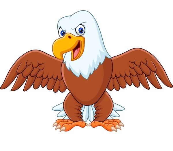 Cartoon Bald Eagle Wings Extended — Stock Vector