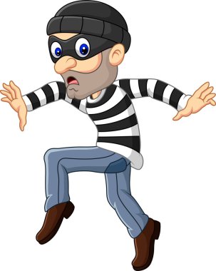 Vektör çizim karikatür dikkatle yürüyüş hırsız