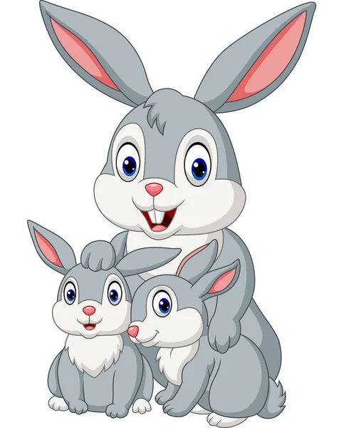 Vektor Illustration Happy Kaniner Familj — Stock vektor