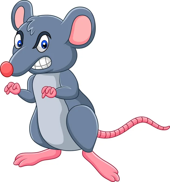 Vektor Illustration Von Cartoon Ratte Mit Wütendem Gesichtsausdruck — Stockvektor