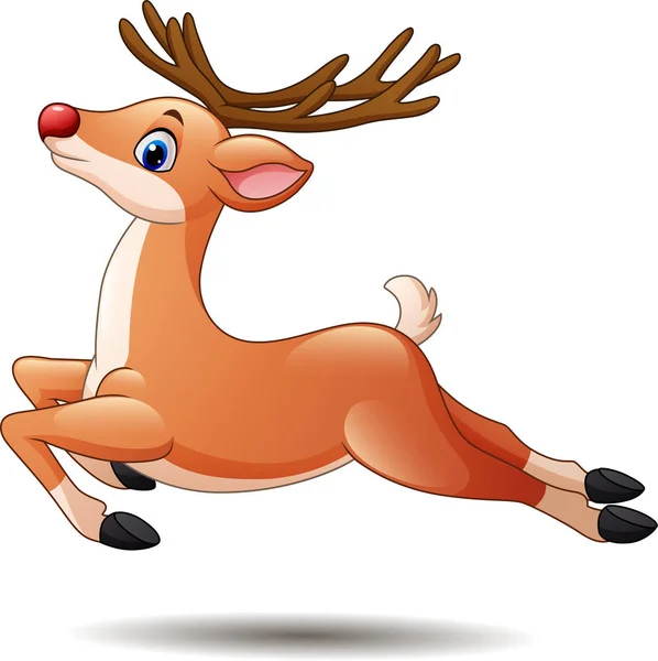 Vector Illustration Cartoon Funny Deer Jumping — Stock Vector