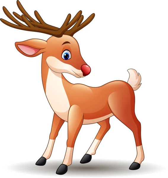 Vector Illustration Cartoon Red Nose Deer — Stockový vektor