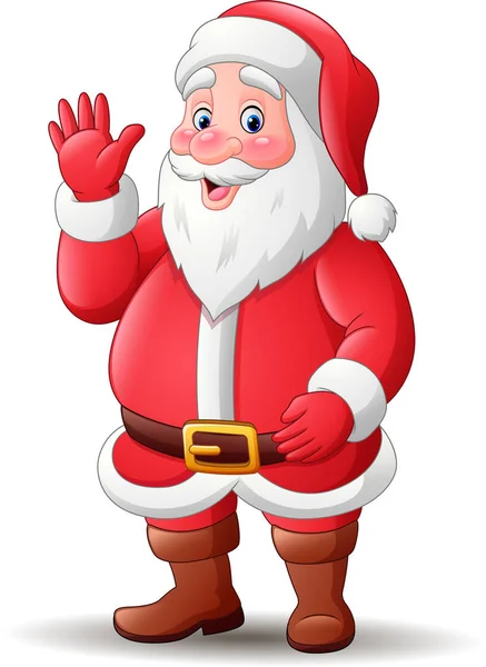 Vector Illustration Cartoon Happy Santa Claus Waving — Stock Vector