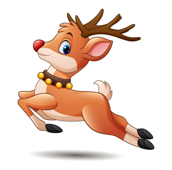 Vector Illustration Cartoon Baby Deer Jumping — Stock Vector