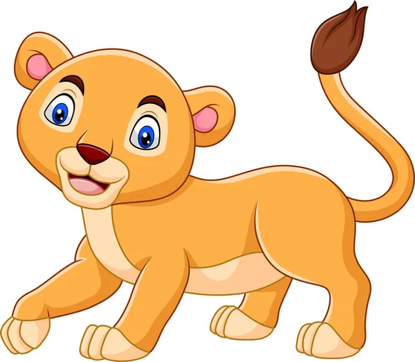 Vector Illustration Cartoon Baby Lioness Isolated White Background — Stock Vector