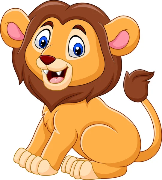 Vector Illustration Cute Baby Lion Cartoon — Stock Vector