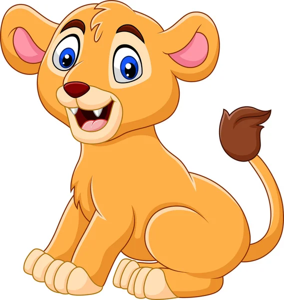 Karikatür bebek dişi aslanın vektör çizimi beyaz arka planda izole edildi