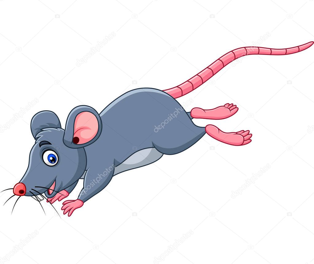 Vector illustration of Cartoon funny mouse jumping