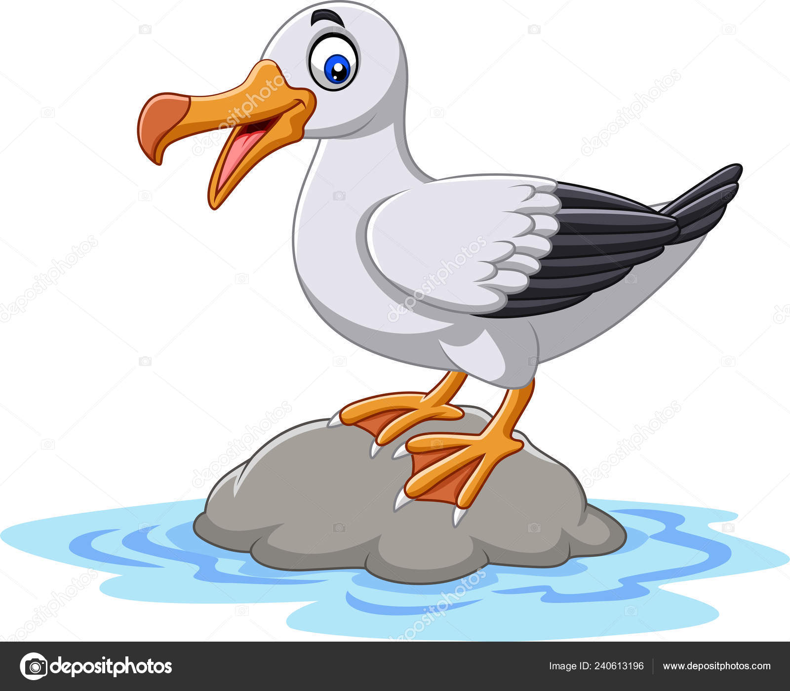 Vector Illustration Cartoon Cute Bird Albatross Standing ...