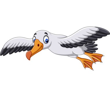 Çizgi film Albatros uçan vektör çizim