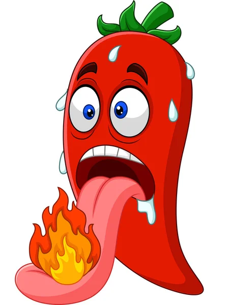 Vector Illustration Cartoon Chili Pepper Tongue Burning — Stock Vector