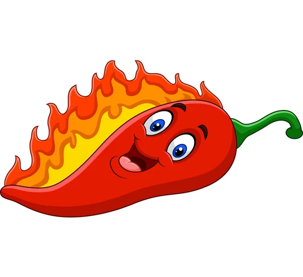 Vektorové Ilustrace Kreslené Chili Pepper Plameny — Stockový vektor