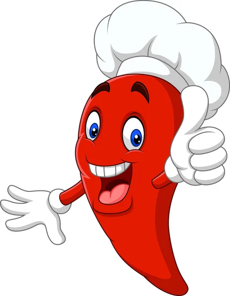 Vector Illustration Cartoon Chili Pepper Chef Giving Thumbs — Stock Vector