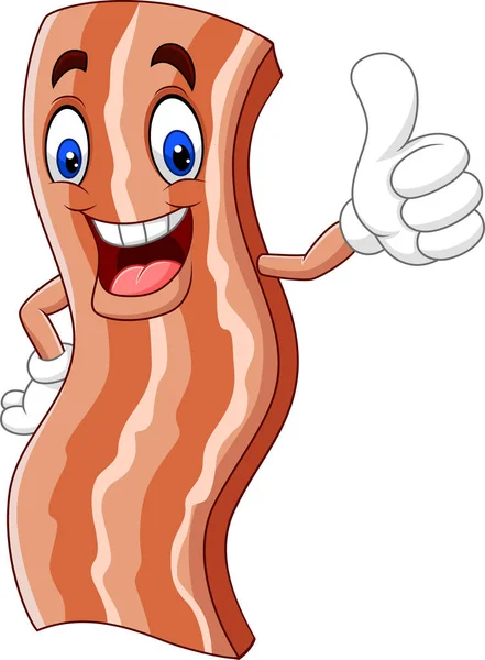 Vektorillustration Cartoon Söt Bacon Ger Tumme Upp — Stock vektor