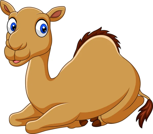 Ilustración Vectorial Dibujos Animados Divertido Camello Sentado — Vector de stock