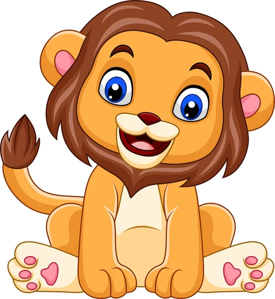 Ilustração Vetorial Leão Bebé Engraçado Dos Desenhos Animados — Vetor de Stock