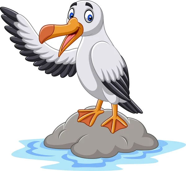 Vektorové Ilustrace Kreslené Roztomilý Albatros Mává — Stockový vektor