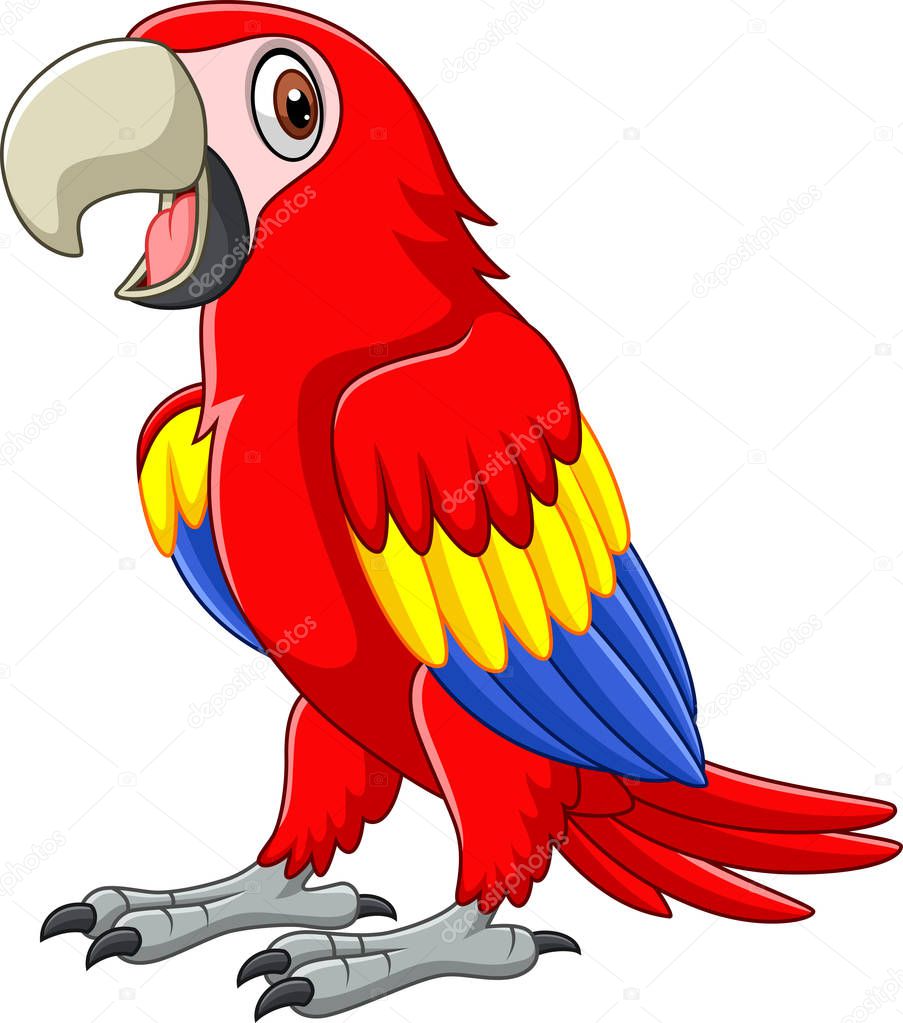 Vector illustration of Cartoon funny macaw 