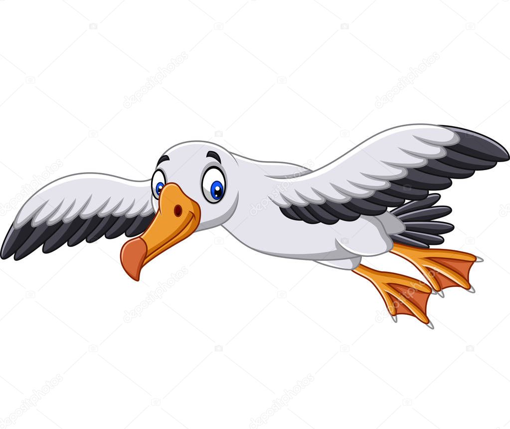 Vector illustration of Cartoon albatross flying