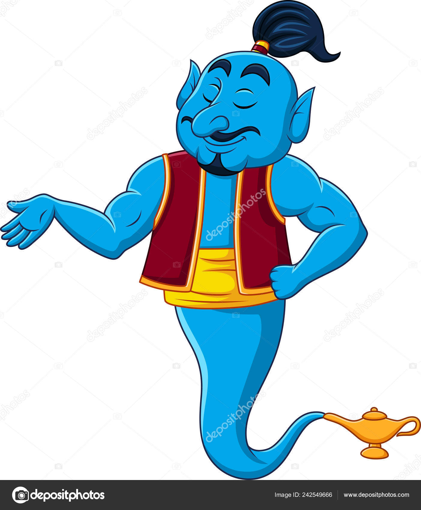 Ilustración Vectorial Dibujos Animados Fuerte Genio Aislado Sobre Fondo