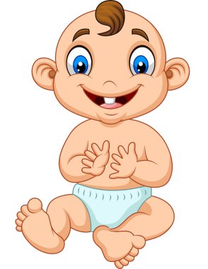 Vektör çizim karikatür bir yandan alkışlar bebek