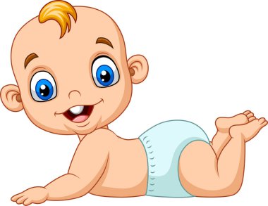 Vektör çizim karikatür mutlu bebek öğrenmek taramaya