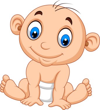 Vektör çizim karikatür oturan erkek bebek