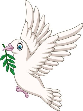 Barış kavramı ve düğün tasarım için karikatür güvercin kuşları logo vektör çizim