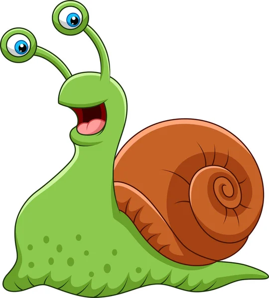 Vector Illustration Cartoon Funny Snail Isolated White Background — Stock Vector