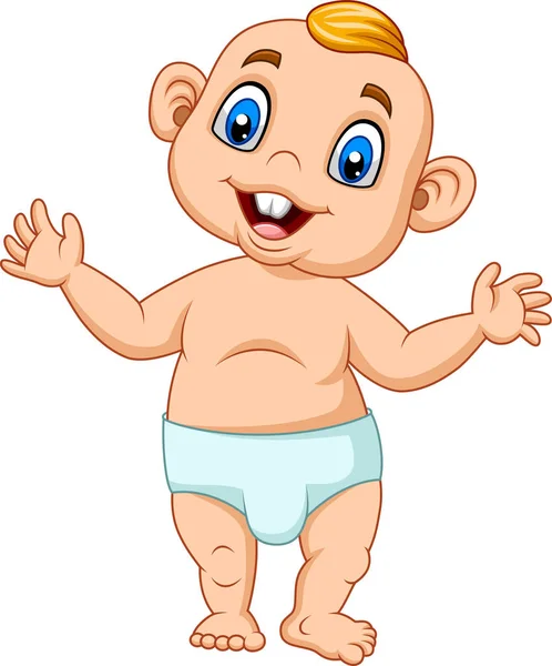 Vectorillustratie Van Cartoon Babyjongen Leren Lopen — Stockvector