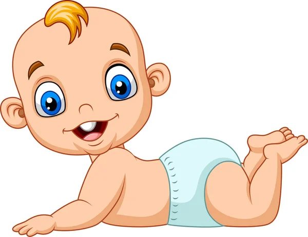 Vectorillustratie Van Cartoon Happy Baby Leren Kruipen — Stockvector