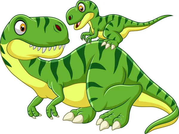 Wektor Ilustracja Kreskówka Matka Dinozaur Baby — Wektor stockowy
