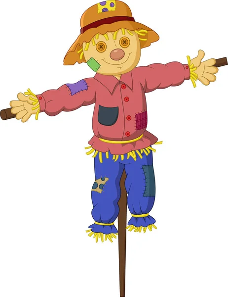 Illustration Vectorielle Cartoon Scarecrow Isolé Sur Fond Blanc — Image vectorielle