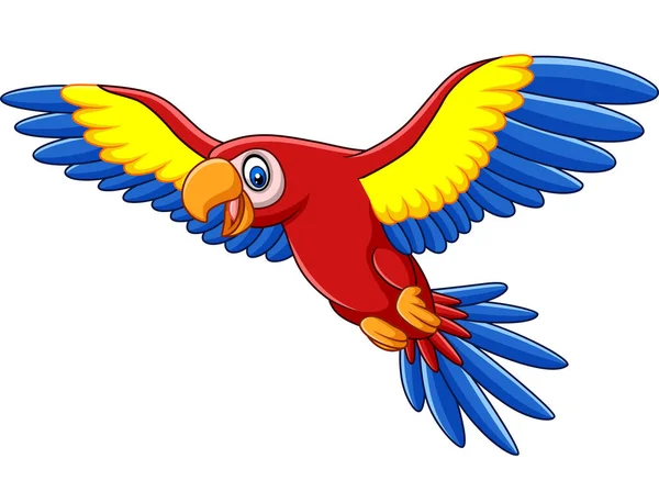 Vektorillustration Cartoon Funny Macaw Flyger — Stock vektor