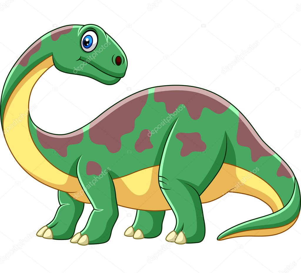 Vector illustration of Cartoon smiling brontosaurus