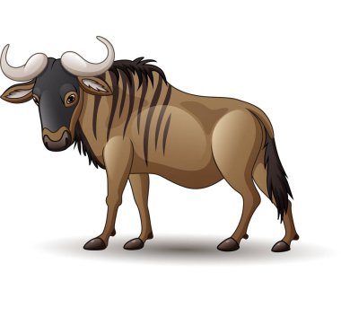Beyaz arka plan üzerinde izole wildebeest vektör çizim
