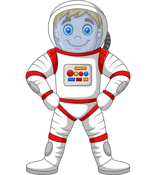 Vektorillustration Cartoon Astronaut Ständiga Isolerad Vit Bakgrund — Stock vektor