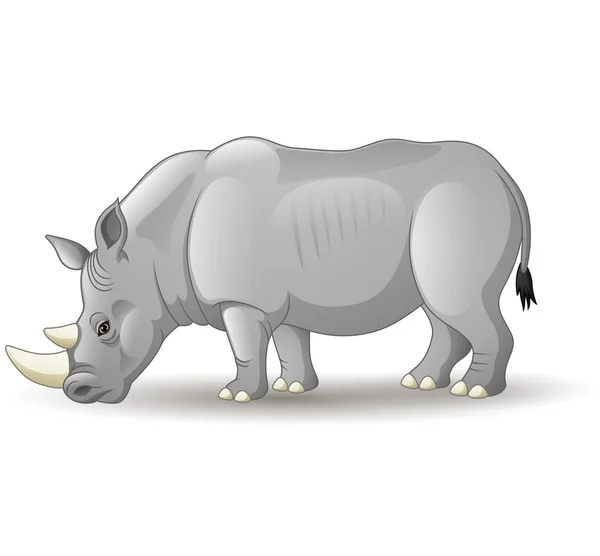 Illustrazione Vettoriale Del Rinoceronte Africano Dei Cartoni Animati Isolato Sfondo — Vettoriale Stock