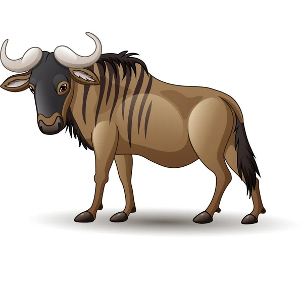 Vector Illustration Wildebeest Isolated White Background — Stock Vector