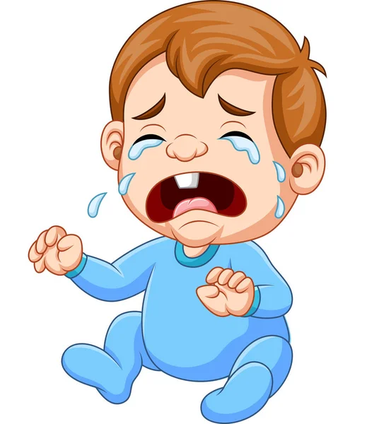 Vector Illustration Cartoon Baby Boy Crying — Stock Vector