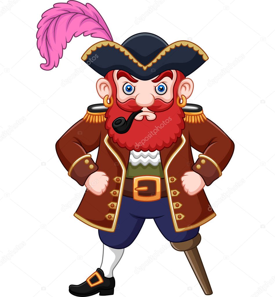 Vector illustration of Cartoon Pirate with a smoking pipe