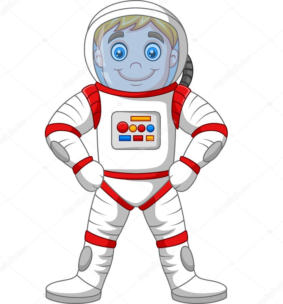 Vector illustration of Cartoon astronaut standing isolated on white background