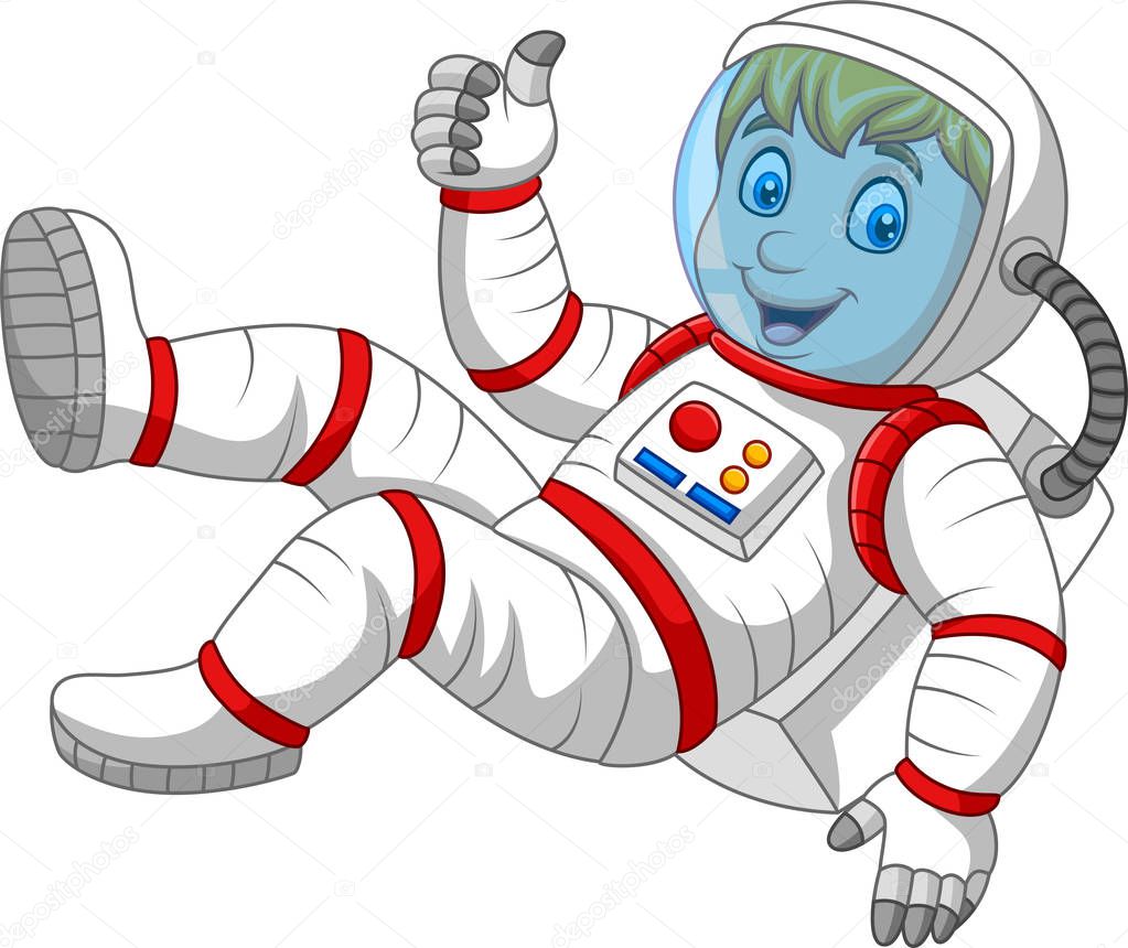 Vector illustration of Cartoon Astronaut giving thumbs up