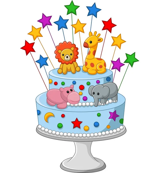 Vector Illustration Colorful Birthday Cake — Stock Vector