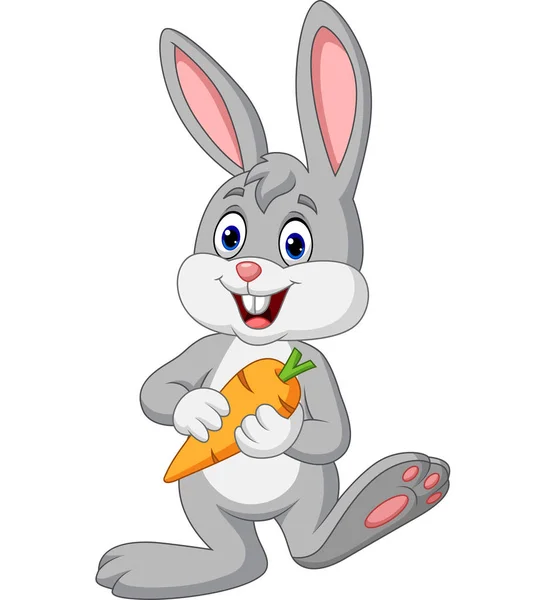 Vector Illustration Cartoon Rabbit Holding Carrot — Stock Vector