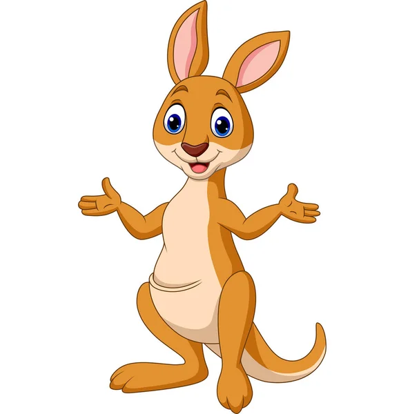 Vector Illustration Cartoon Funny Kangaroo Isolated White Background — Stock Vector