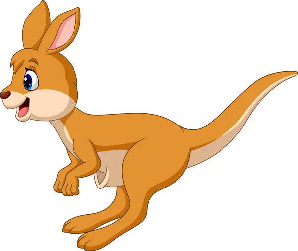 Vector Illustration Cartoon Jumping Kangaroo Isolated White Background — Stock Vector