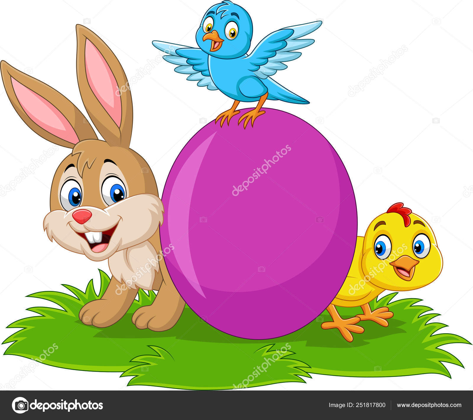 Illustration Vectorielle Lapin Dessin Anime Avec Bebe Poussin Merle Bleu Image Vectorielle Par Tigatelu C Illustration