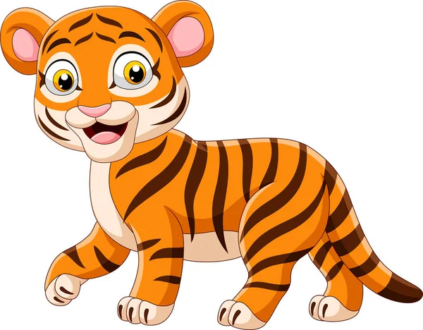 Ilustración Vectorial Dibujos Animados Divertido Bebé Tigre — Vector de stock
